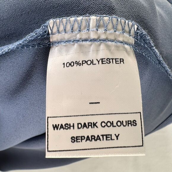 Aokosor Blouse Sz 2XL Light Blue VNeck front pleat Swiss Dot PomPom Short Sleeve - Picture 5 of 7